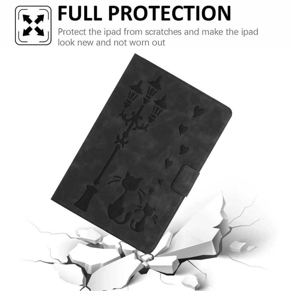 For Lenovo Tab M9 TB-310FU Case Couple Cat Imprinted Microfiber Leather Smart Tablet Cover - Black - Image 5