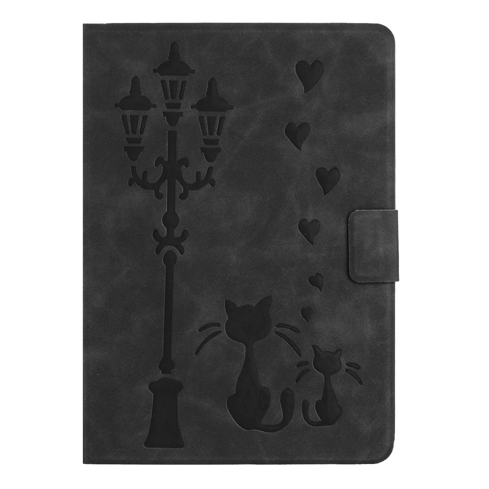 For Lenovo Tab M9 TB-310FU Case Couple Cat Imprinted Microfiber Leather Smart Tablet Cover - Black - Image 8