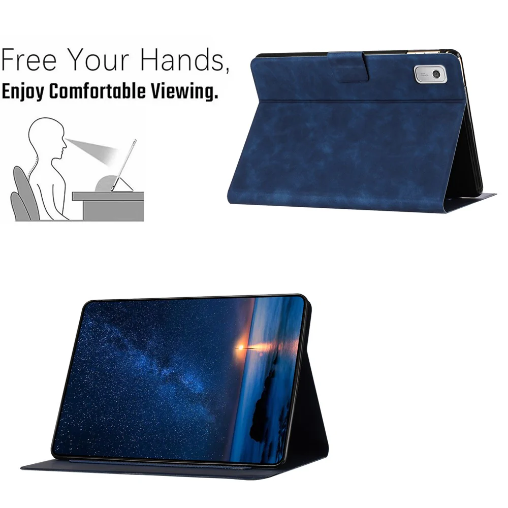 For Lenovo Tab M9 TB-310FU Case Couple Cat Imprinted Microfiber Leather Smart Tablet Cover - Blue - Image 6
