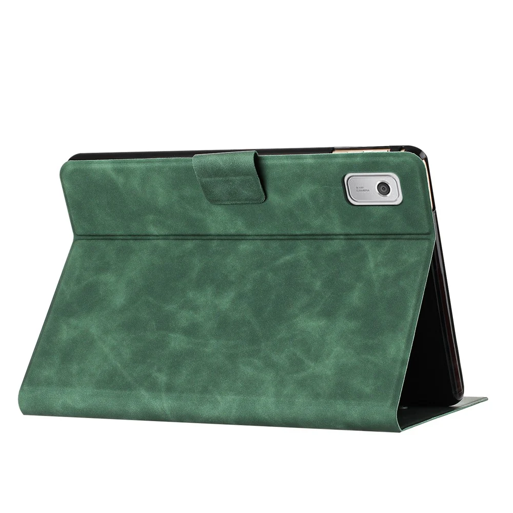 For Lenovo Tab M9 TB-310FU Case Couple Cat Imprinted Microfiber Leather Smart Tablet Cover - Green - Image 3