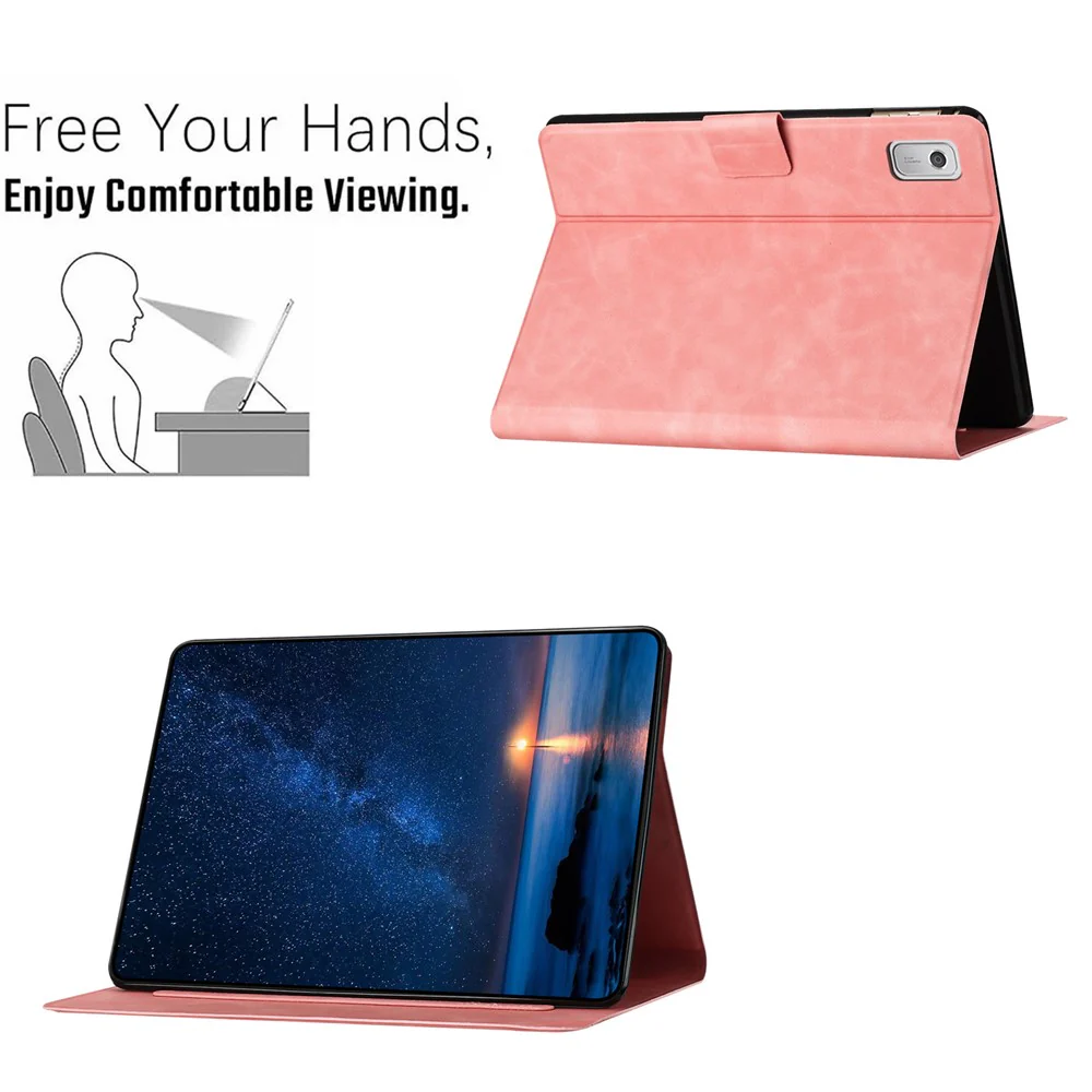 For Lenovo Tab M9 TB-310FU Case Couple Cat Imprinted Microfiber Leather Smart Tablet Cover - Pink - Image 6