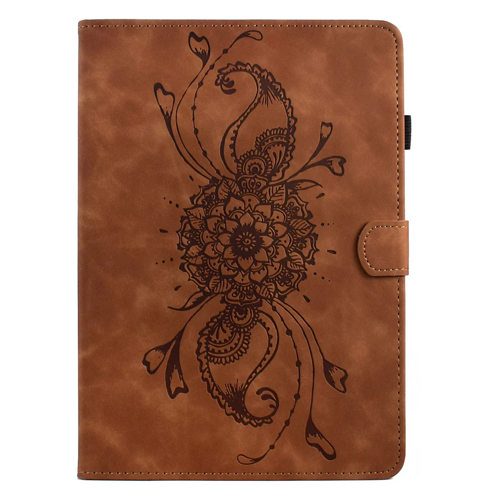 For Lenovo Tab M9 TB-310FU Case Mandala Imprinted Leather Tablet Cover with Card Slots - Brown - Image 6