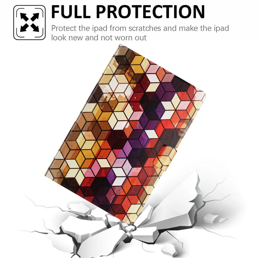 For Lenovo Tab M9 TB-310FU Case Pattern Printed Stand Litchi Texture Leather Tablet Cover with Card Slots - Block - Image 5