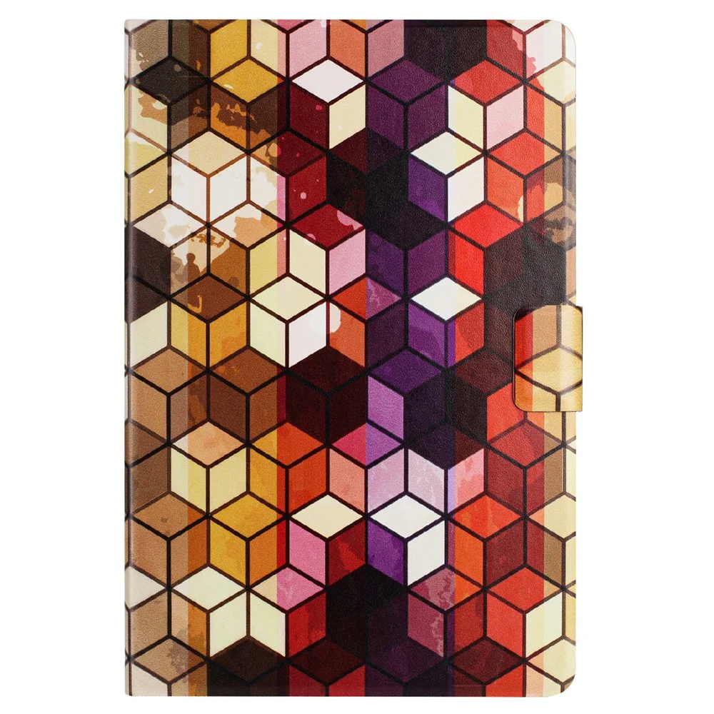 For Lenovo Tab M9 TB-310FU Case Pattern Printed Stand Litchi Texture Leather Tablet Cover with Card Slots - Block - Image 8