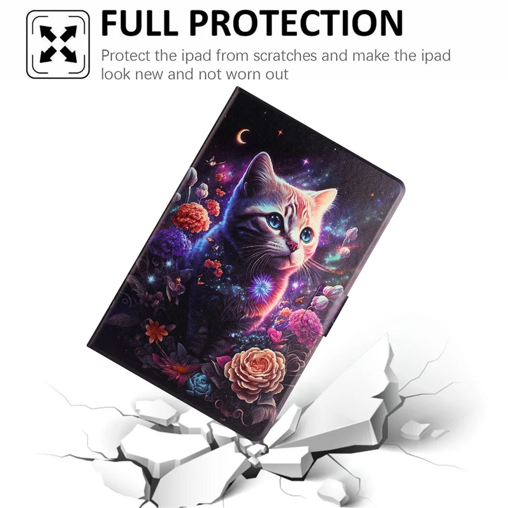 For Lenovo Tab M9 TB-310FU Case Pattern Printed Stand Litchi Texture Leather Tablet Cover with Card Slots - Cat - Image 5