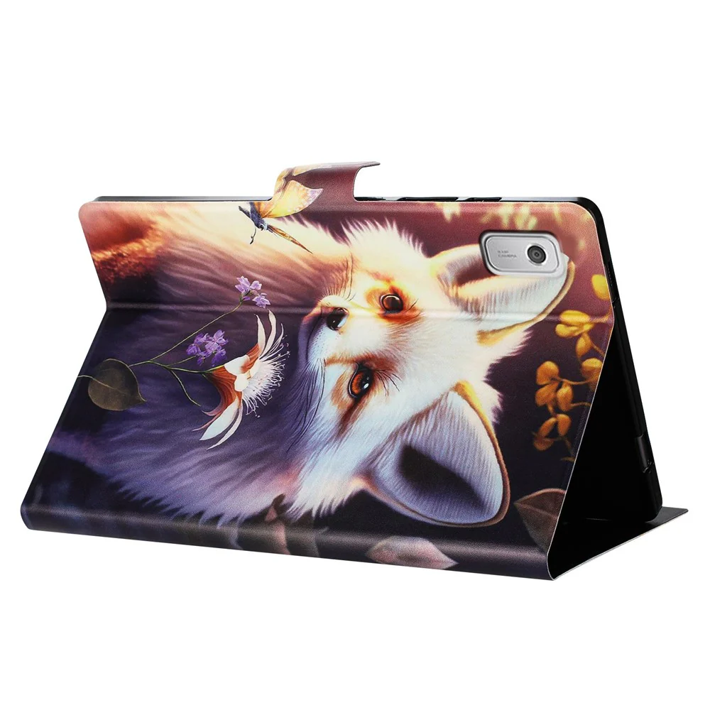 For Lenovo Tab M9 TB-310FU Case Pattern Printed Stand Litchi Texture Leather Tablet Cover with Card Slots - Fox - Image 4