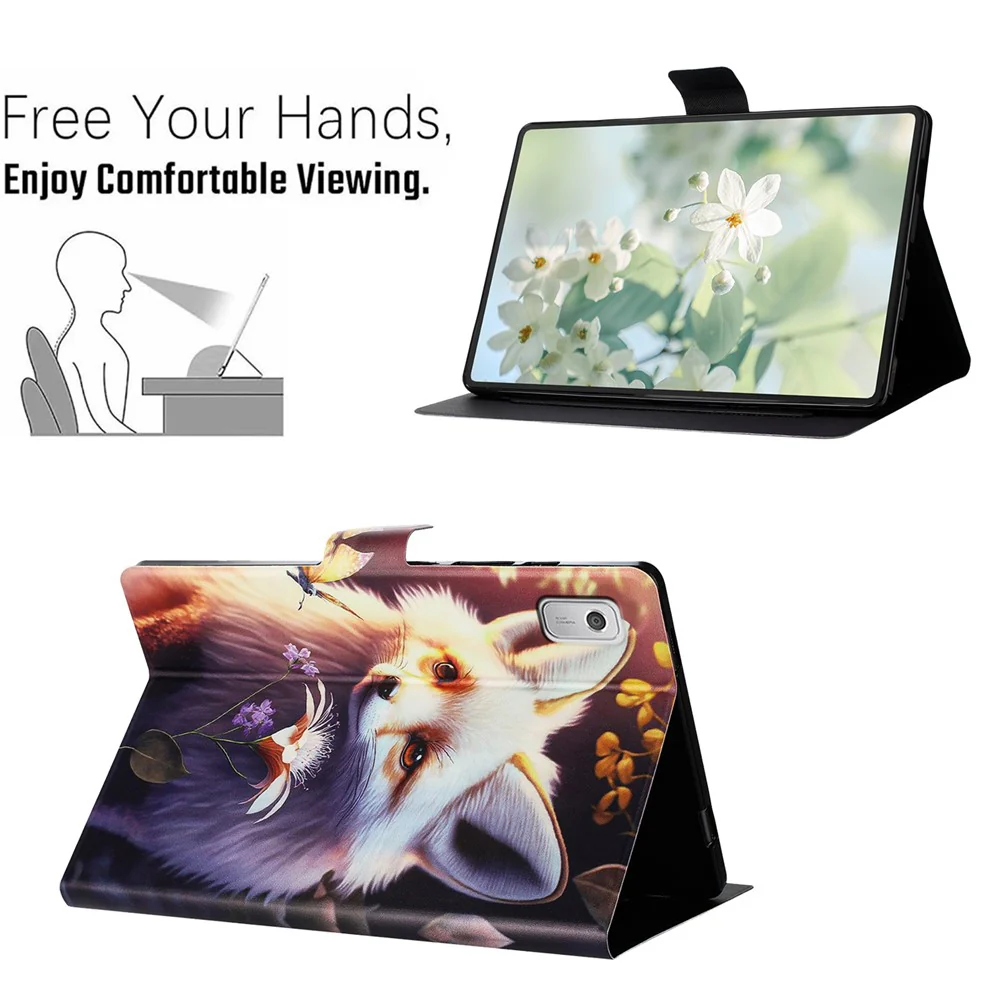 For Lenovo Tab M9 TB-310FU Case Pattern Printed Stand Litchi Texture Leather Tablet Cover with Card Slots - Fox - Image 7