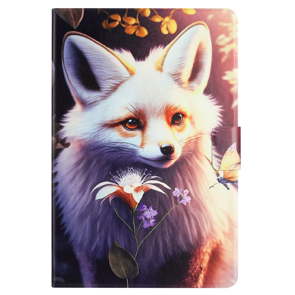 For Lenovo Tab M9 TB-310FU Case Pattern Printed Stand Litchi Texture Leather Tablet Cover with Card Slots - Fox - Image 8