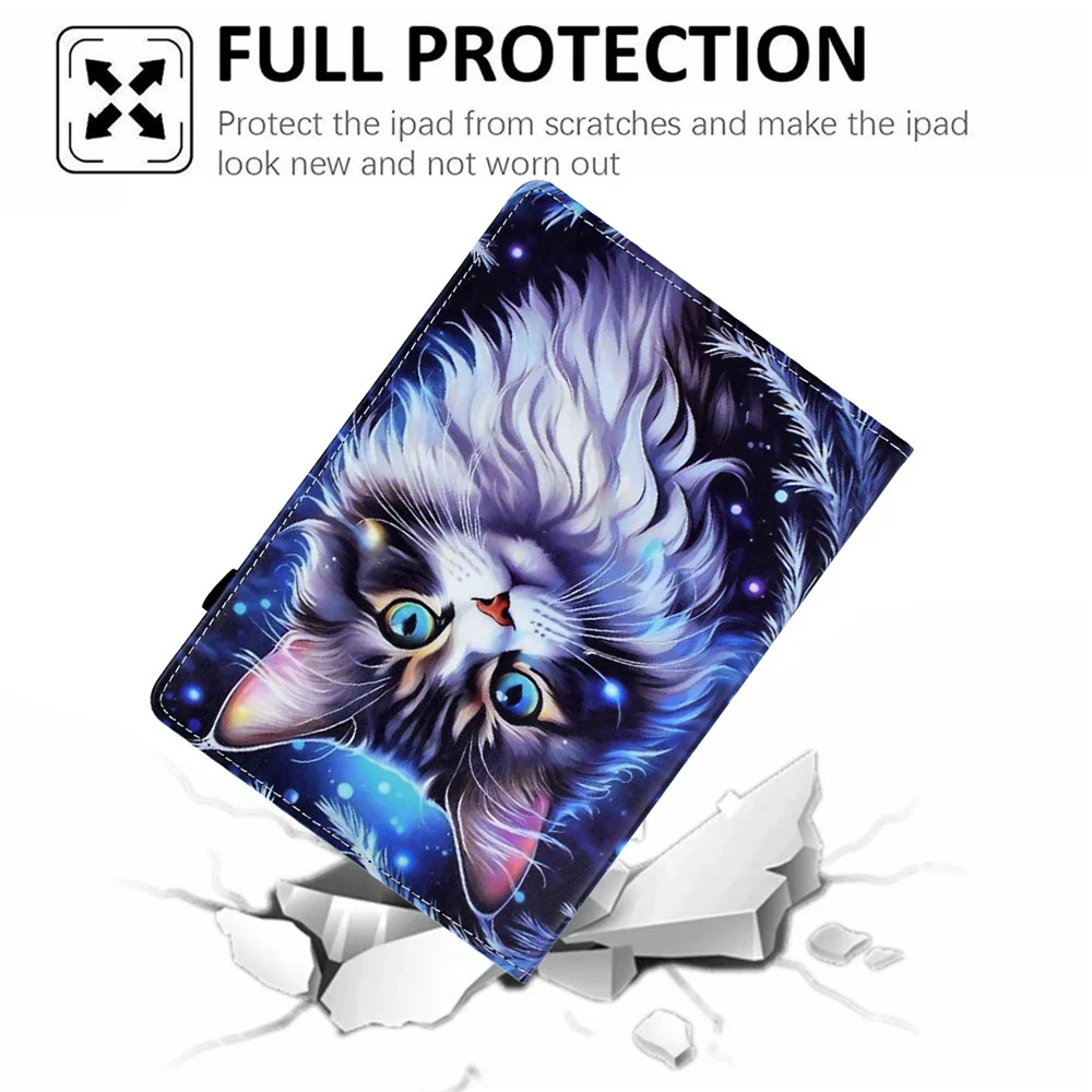 For Lenovo Tab M9 TB-310FU Case Pattern Printing Tablet Cover Shockproof Leather Card Holder Stand Case - Cat - Image 4