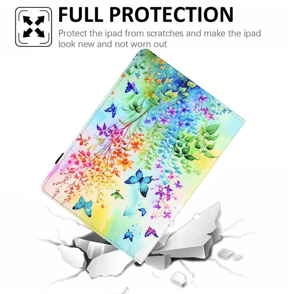 For Lenovo Tab M9 TB-310FU Case Pattern Printing Tablet Cover Shockproof Leather Card Holder Stand Case - Flowers And Butterflies - Image 4
