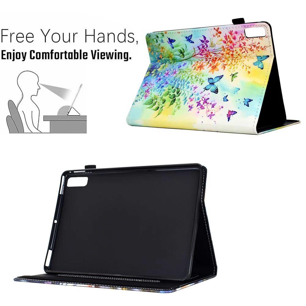 For Lenovo Tab M9 TB-310FU Case Pattern Printing Tablet Cover Shockproof Leather Card Holder Stand Case - Flowers And Butterflies - Image 6