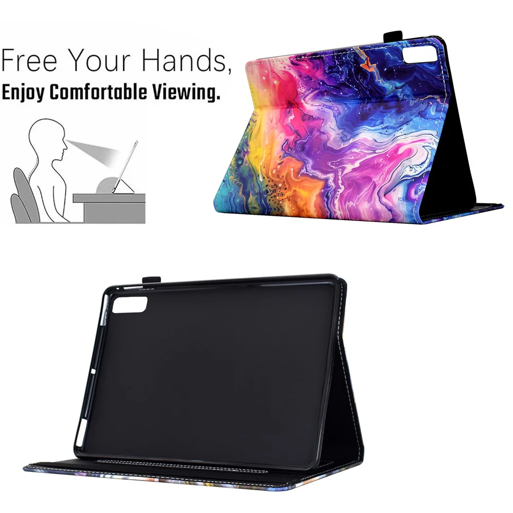 For Lenovo Tab M9 TB-310FU Case Pattern Printing Tablet Cover Shockproof Leather Card Holder Stand Case - Marble Pattern - Image 6