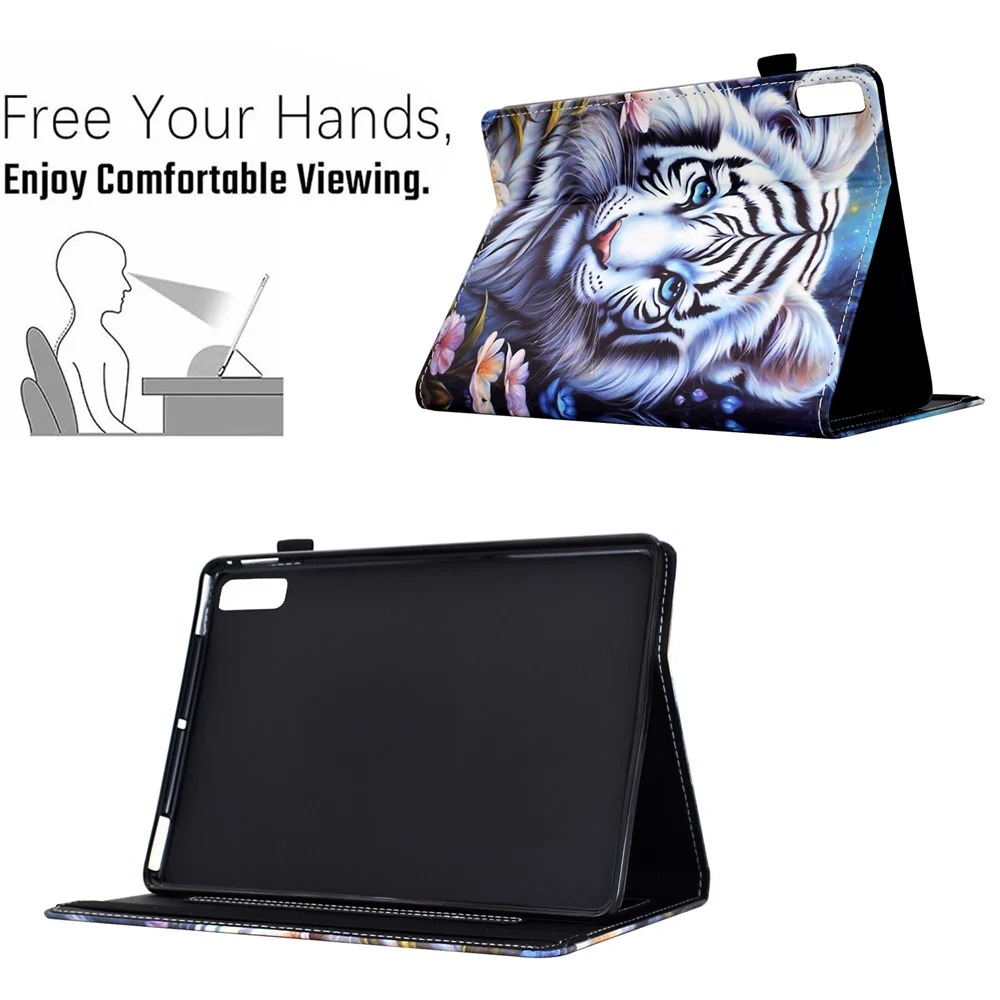 For Lenovo Tab M9 TB-310FU Case Pattern Printing Tablet Cover Shockproof Leather Card Holder Stand Case - Tiger - Image 6