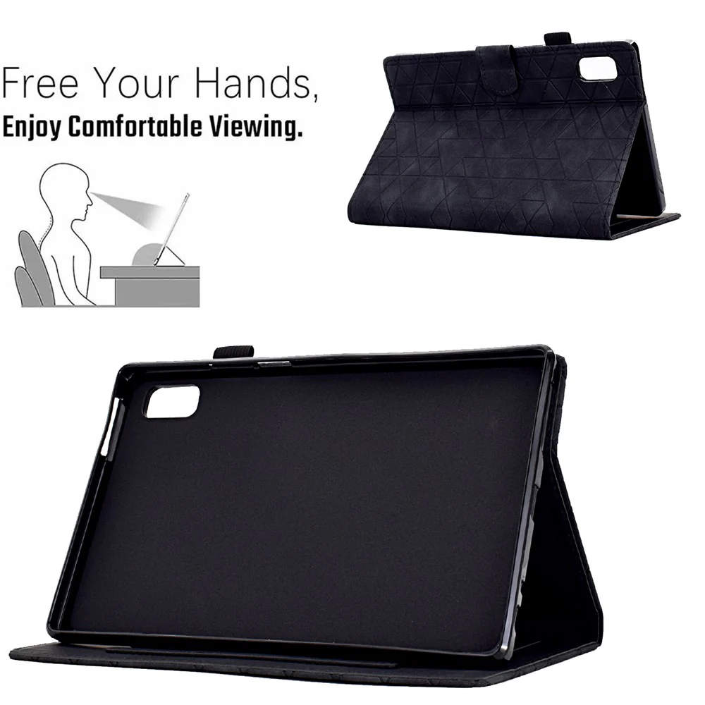 For Lenovo Tab M9 TB-310FU Case Rhombus Imprinted Stand Leather Tablet Cover - Black - Image 7