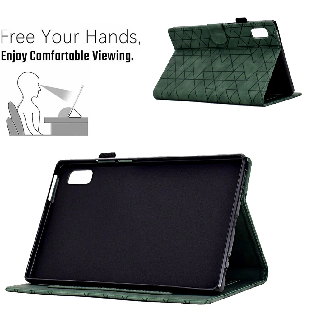 For Lenovo Tab M9 TB-310FU Case Rhombus Imprinted Stand Leather Tablet Cover - Green - Image 7