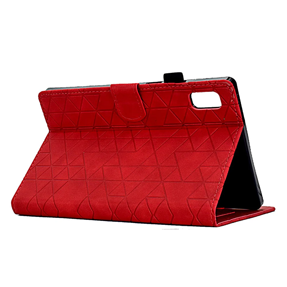 For Lenovo Tab M9 TB-310FU Case Rhombus Imprinted Stand Leather Tablet Cover - Red - Image 4
