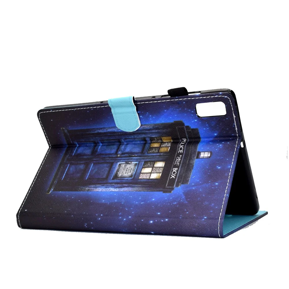 For Lenovo Tab M9 TB-310FU PU Leather Tablet Case A2 Pattern Printing Stand Card Slot Cover - Police Box - Image 5