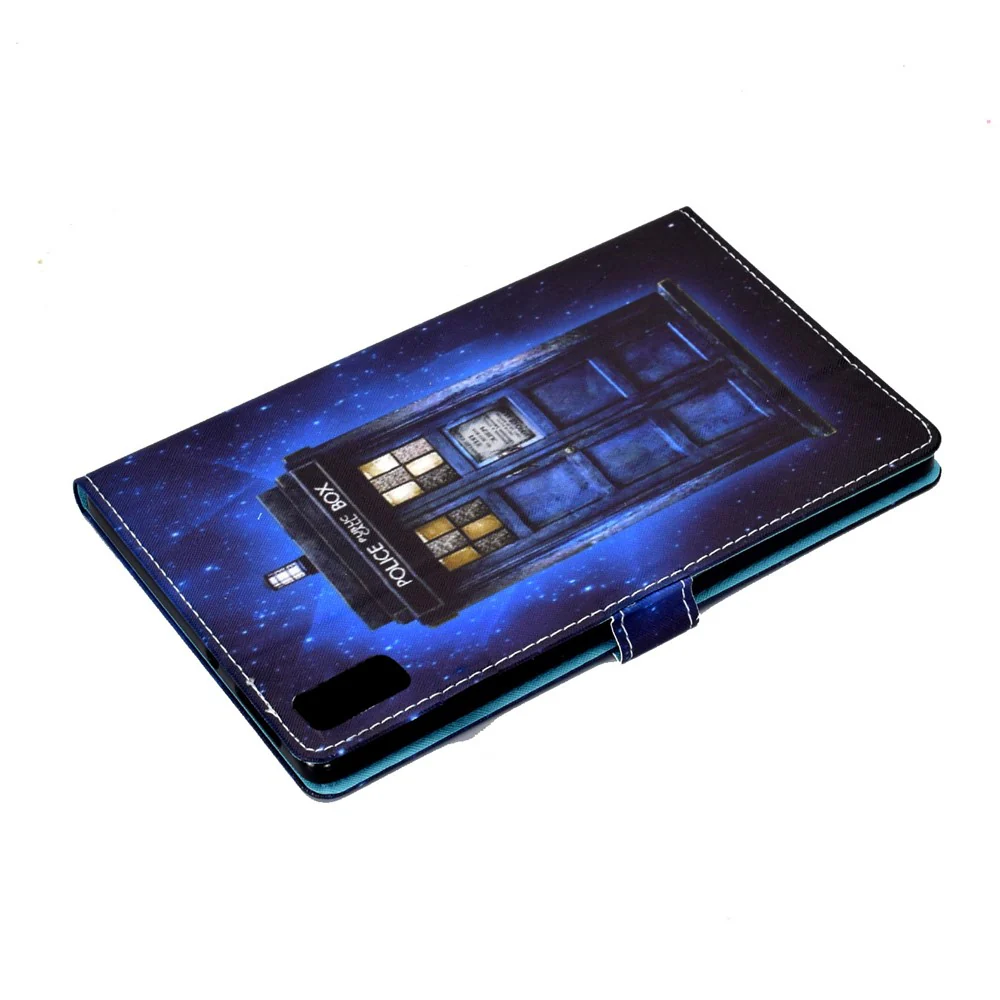 For Lenovo Tab M9 TB-310FU PU Leather Tablet Case A2 Pattern Printing Stand Card Slot Cover - Police Box - Image 7