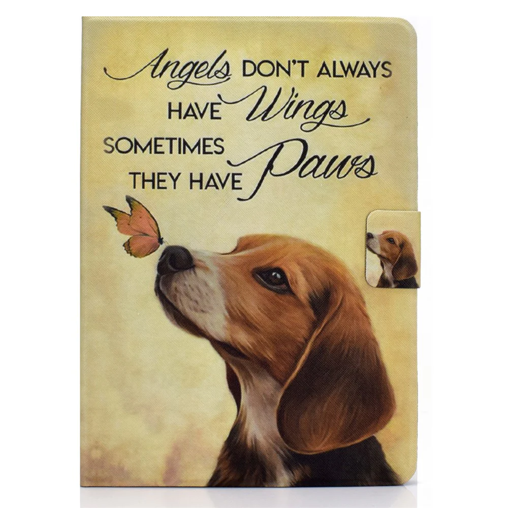 For Lenovo Tab M9 TB-310FU PU Leather Tablet Case A4 Pattern Printing Stand Card Holder Cover - Butterfly and Dog - Image 3