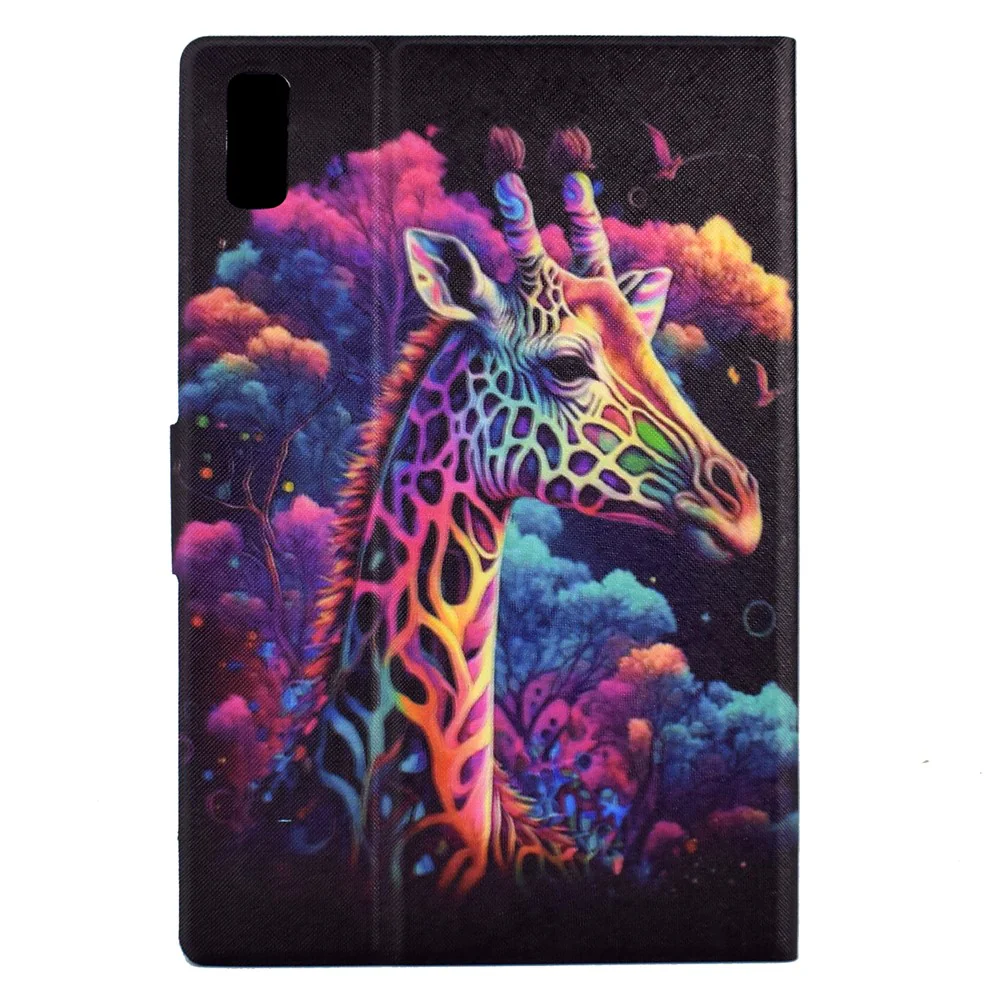 For Lenovo Tab M9 TB-310FU PU Leather Tablet Case A4 Pattern Printing Stand Card Holder Cover - Giraffe - Image 5