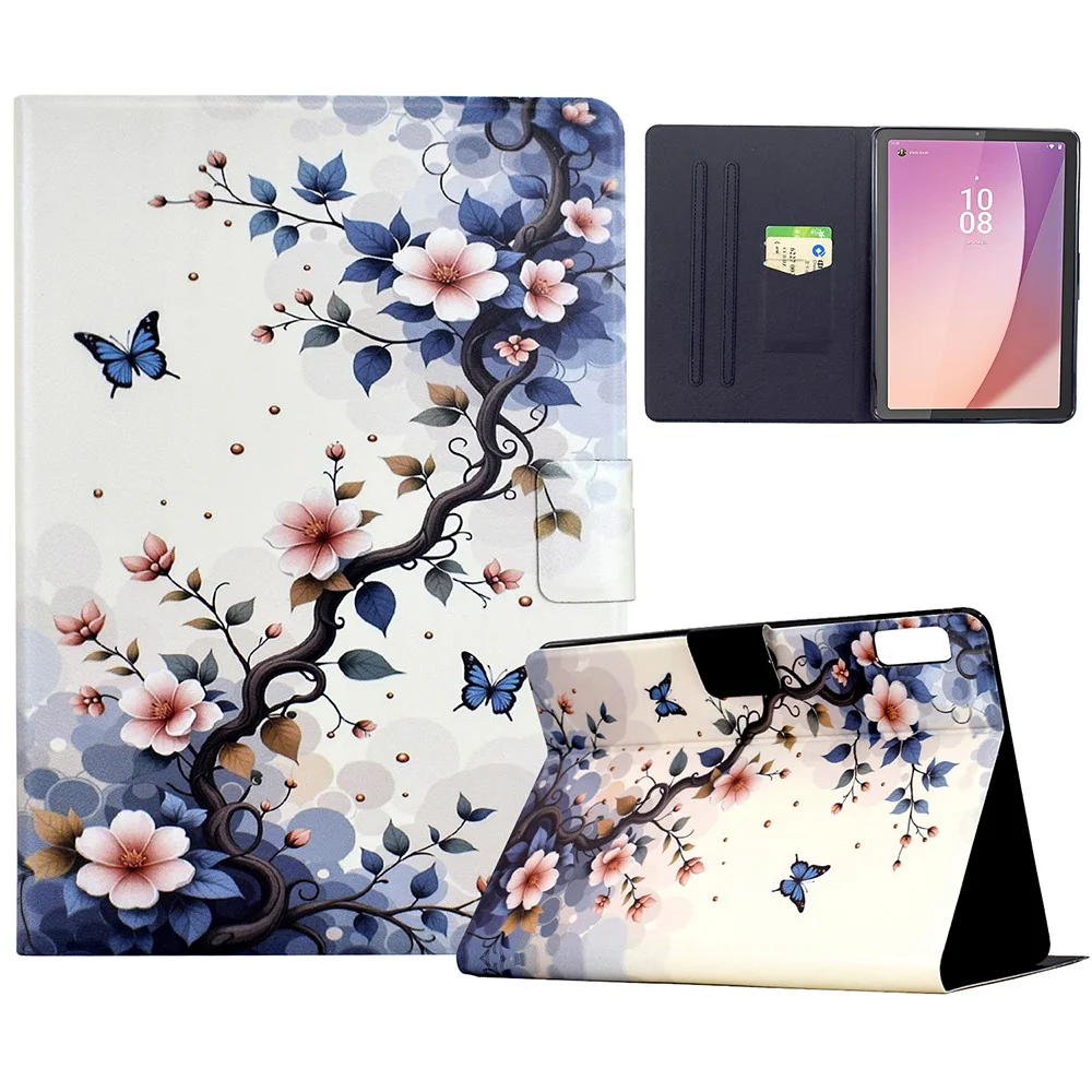 For Lenovo Tab M9 TB-310FU Stand Case Pattern Printing Tablet Leather Cover with Auto Wake / Sleep - Pink Flower