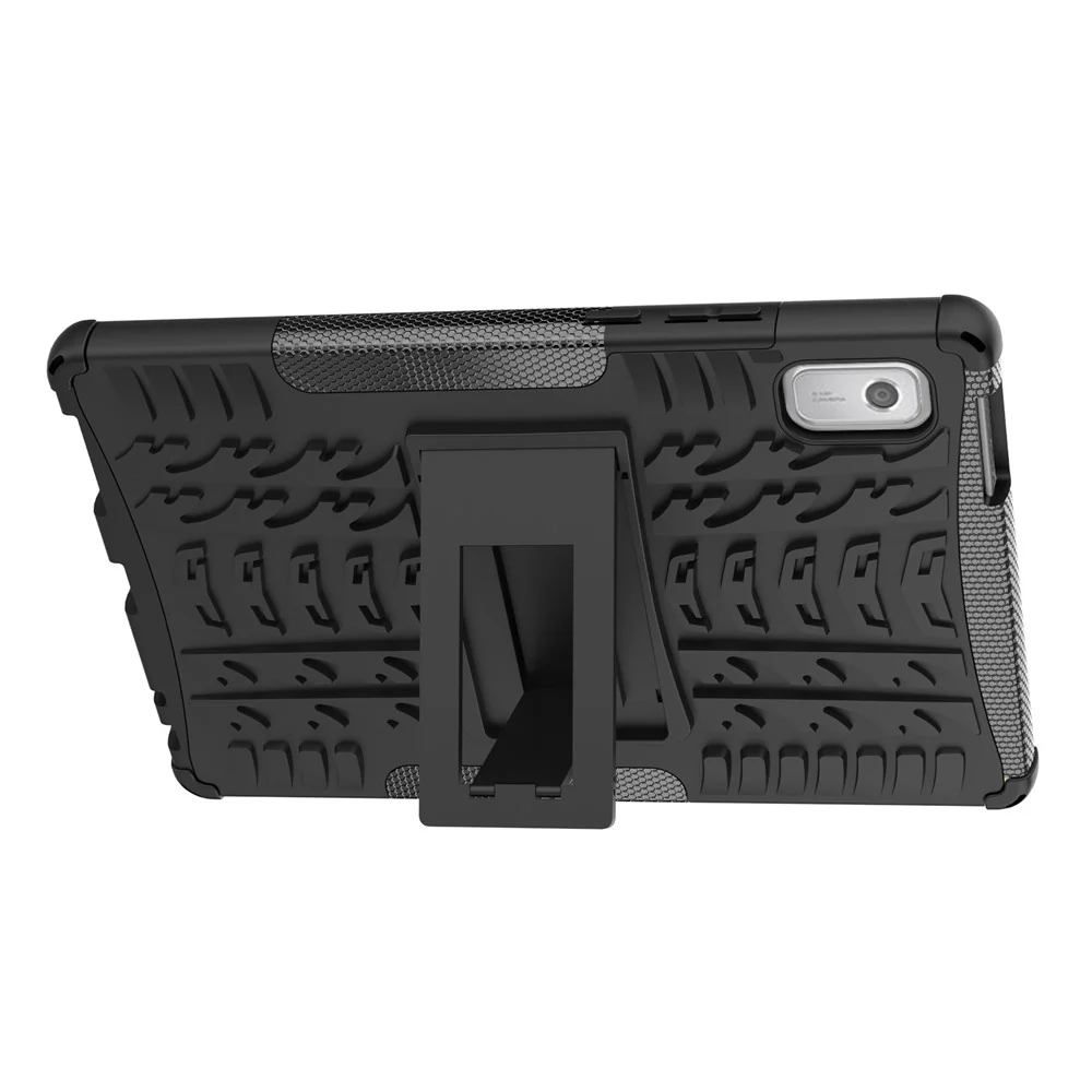 For Lenovo Tab M9 Tyre Pattern Kickstand Case PC+TPU Shockproof Tablet Cover - Black - Image 5