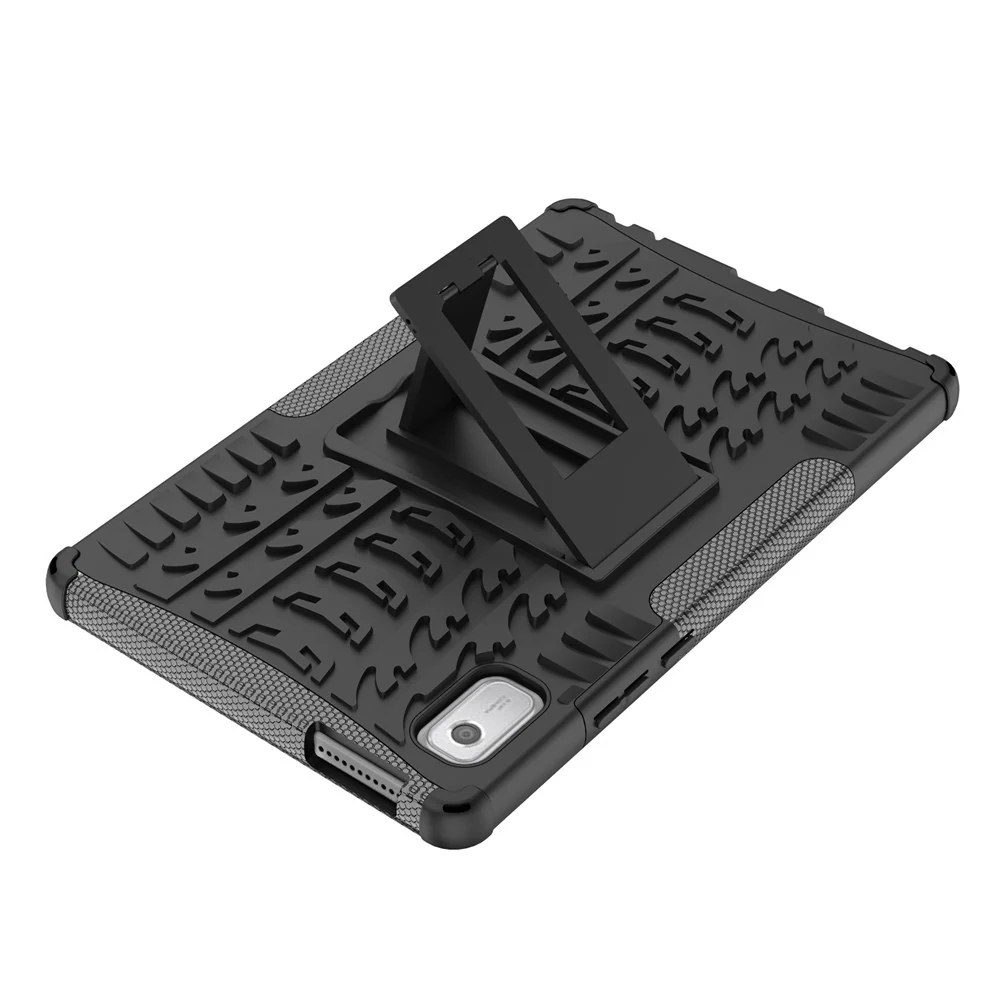 For Lenovo Tab M9 Tyre Pattern Kickstand Case PC+TPU Shockproof Tablet Cover - Black - Image 6