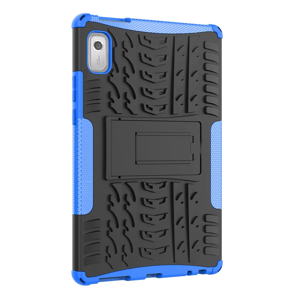 For Lenovo Tab M9 Tyre Pattern Kickstand Case PC+TPU Shockproof Tablet Cover - Blue - Image 3