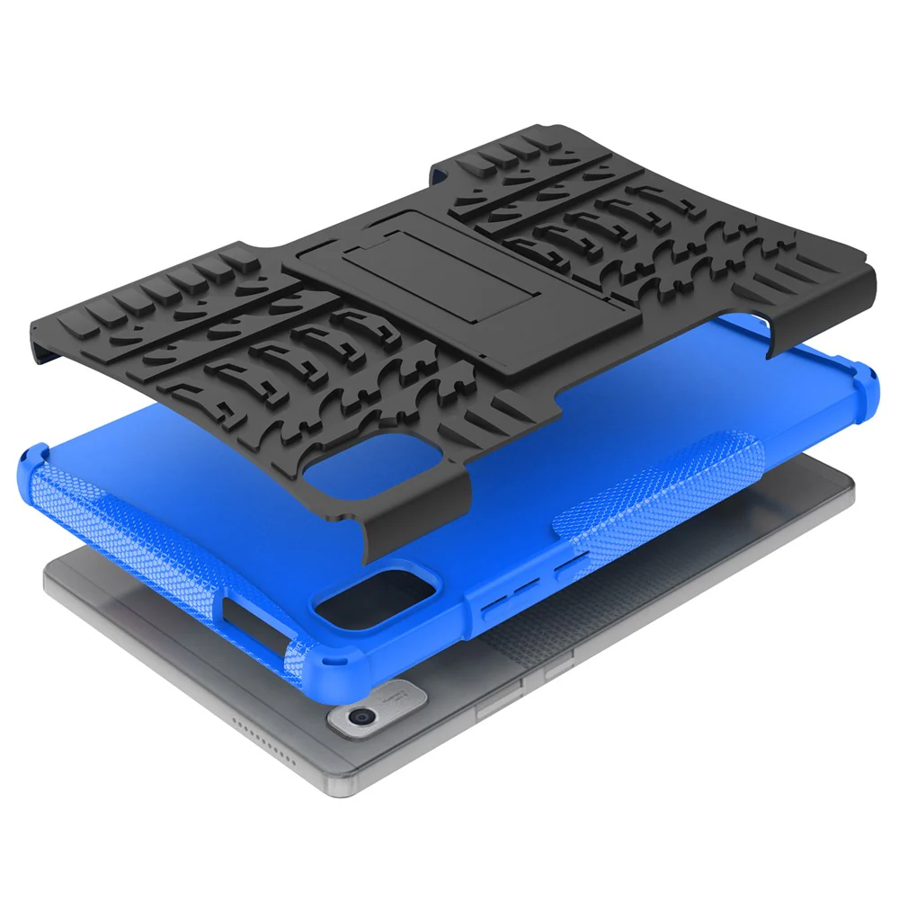 For Lenovo Tab M9 Tyre Pattern Kickstand Case PC+TPU Shockproof Tablet Cover - Blue - Image 7