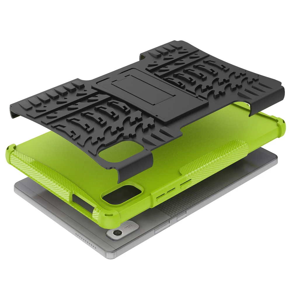 For Lenovo Tab M9 Tyre Pattern Kickstand Case PC+TPU Shockproof Tablet Cover - Green - Image 7