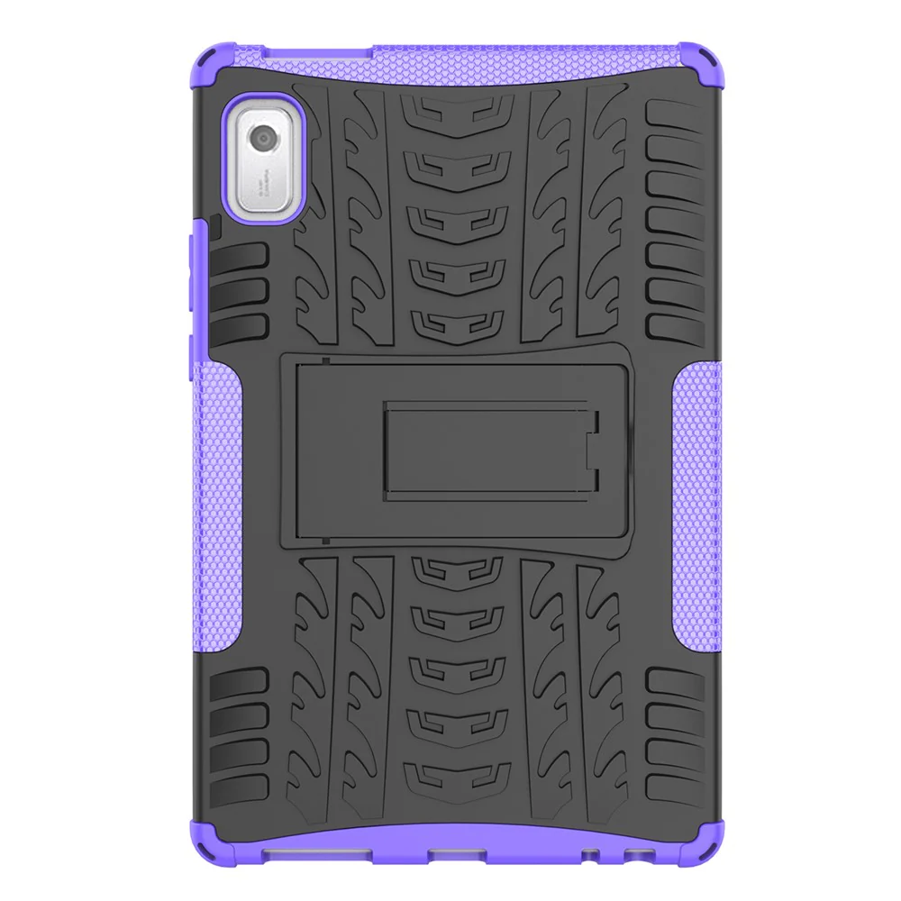 For Lenovo Tab M9 Tyre Pattern Kickstand Case PC+TPU Shockproof Tablet Cover - Purple - Image 2