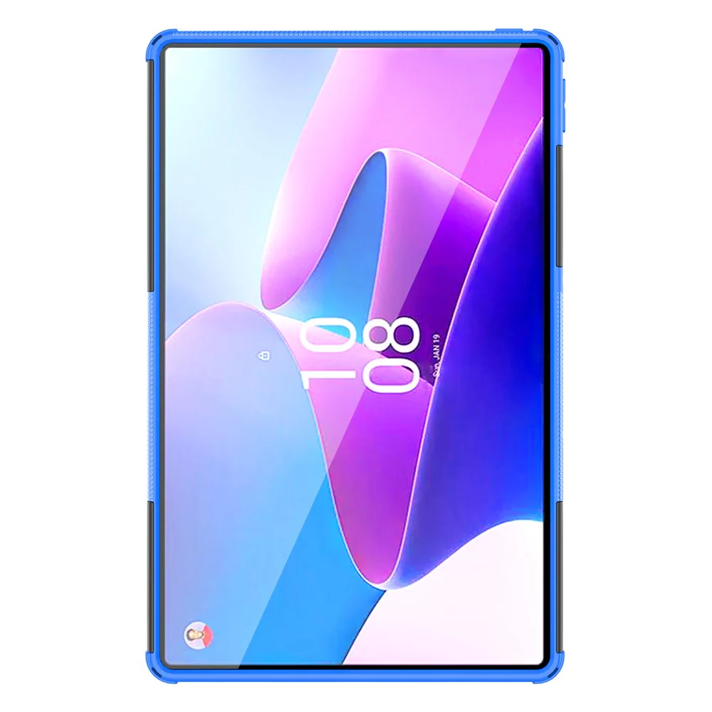 For Lenovo Tab P11 Gen 2 Anti-drop Tablet Case Tire Texture Kickstand Soft TPU Hard PC Protective Tablet Cover - Blue - Image 4