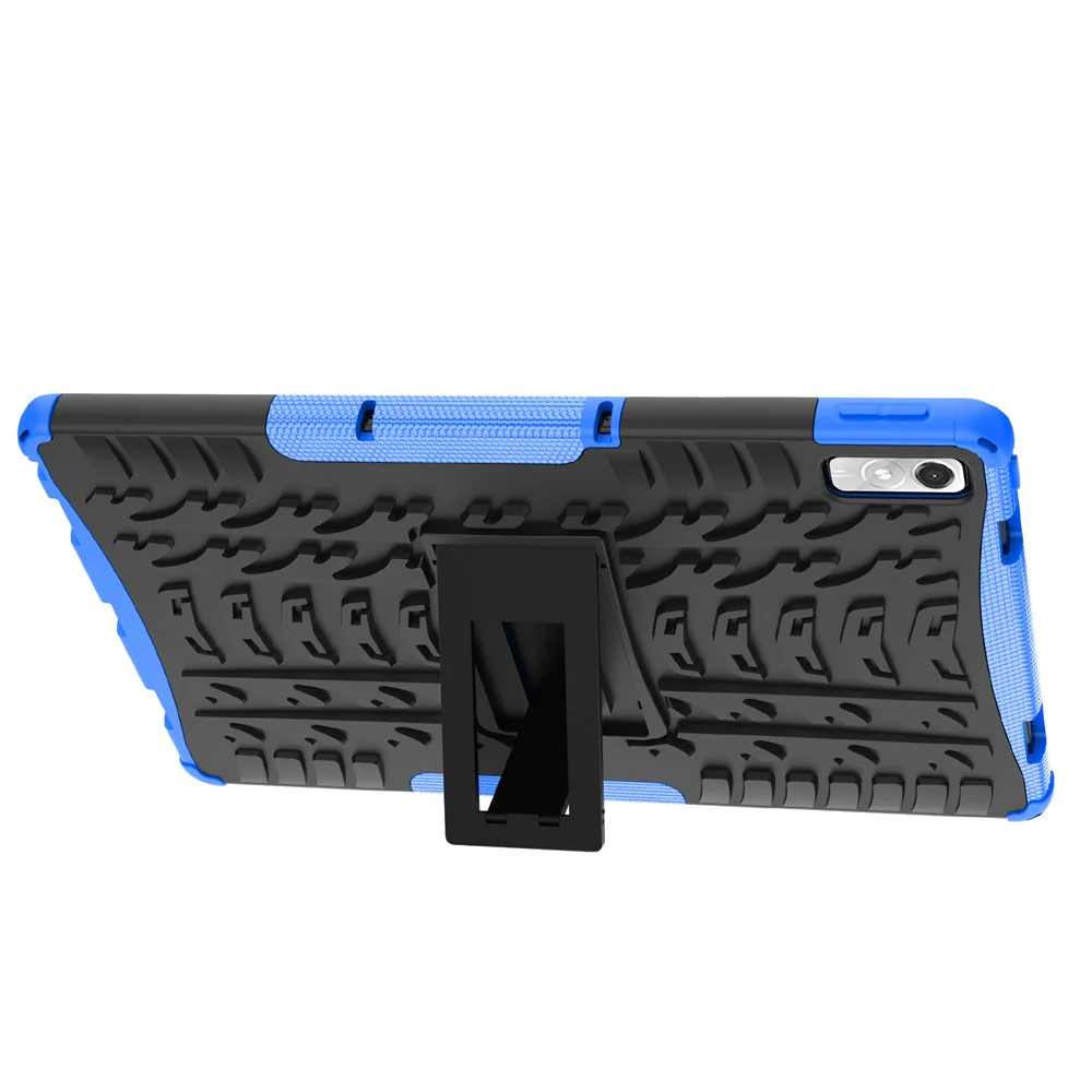 For Lenovo Tab P11 Gen 2 Anti-drop Tablet Case Tire Texture Kickstand Soft TPU Hard PC Protective Tablet Cover - Blue - Image 5