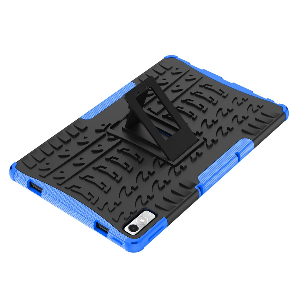 For Lenovo Tab P11 Gen 2 Anti-drop Tablet Case Tire Texture Kickstand Soft TPU Hard PC Protective Tablet Cover - Blue - Image 6