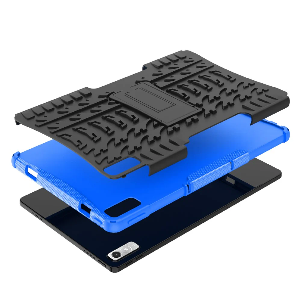 For Lenovo Tab P11 Gen 2 Anti-drop Tablet Case Tire Texture Kickstand Soft TPU Hard PC Protective Tablet Cover - Blue - Image 7