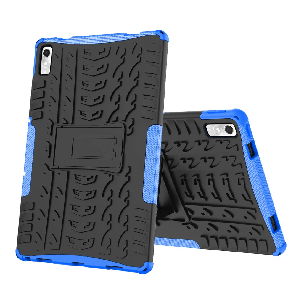 For Lenovo Tab P11 Gen 2 Anti-drop Tablet Case Tire Texture Kickstand Soft TPU Hard PC Protective Tablet Cover - Blue - Image 8