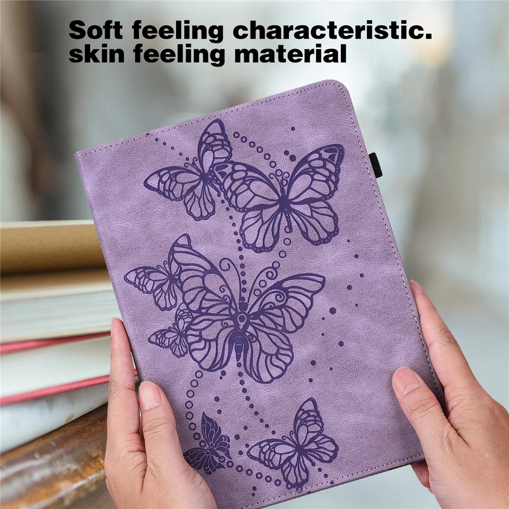 For Lenovo Tab P11 Gen 2 Butterfly Imprinted PU Leather Tablet Stand Cover Drop-proof Case with Card Slots - Purple - Image 7