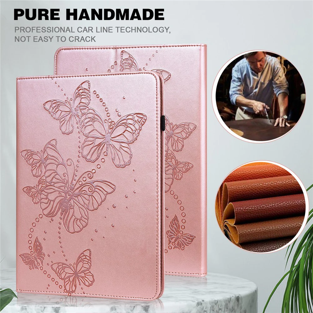 For Lenovo Tab P11 Gen 2 Butterfly Imprinted PU Leather Tablet Stand Cover Drop-proof Case with Card Slots - Rose Gold - Image 5