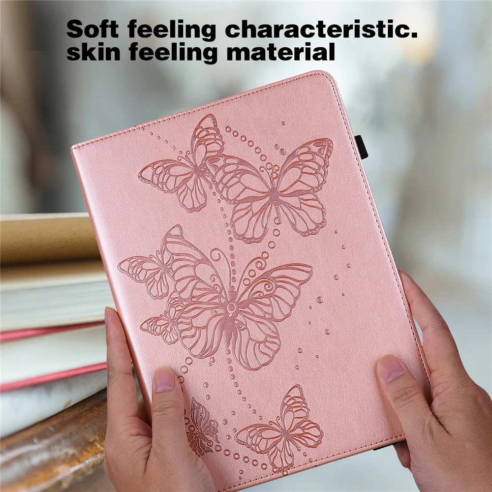 For Lenovo Tab P11 Gen 2 Butterfly Imprinted PU Leather Tablet Stand Cover Drop-proof Case with Card Slots - Rose Gold - Image 7