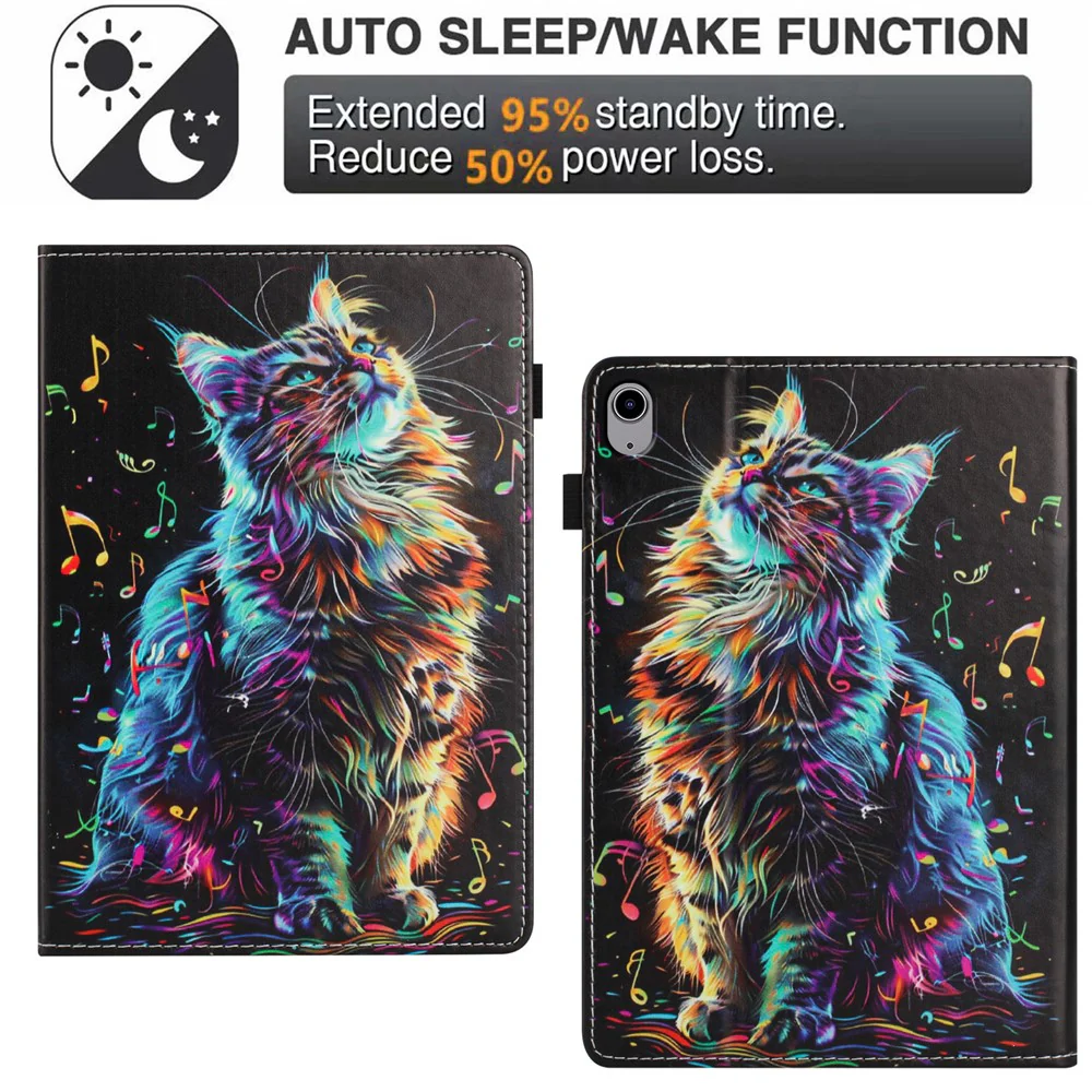 For Lenovo Tab P11 Gen 2 Case Pattern Leather Tablet Cover with Auto Sleep / Wake, Card Holder - Musical Note Cat - Image 6
