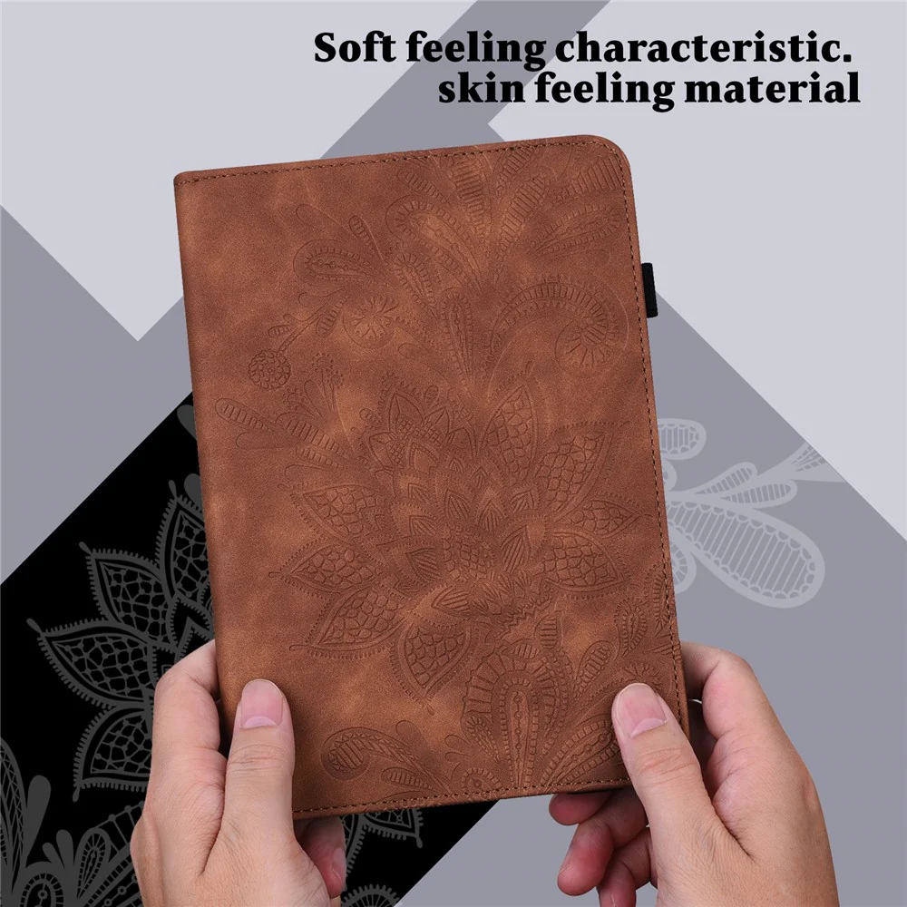 For Lenovo Tab P11 Gen 2 Flower Imprinting Drop-proof Tablet Cover PU Leather Wallet Case with Stand - Brown - Image 7
