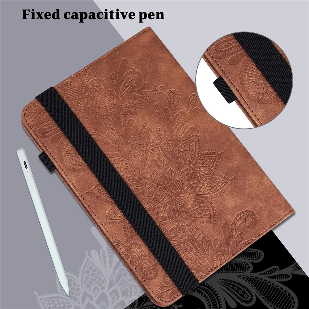 For Lenovo Tab P11 Gen 2 Flower Imprinting Drop-proof Tablet Cover PU Leather Wallet Case with Stand - Brown - Image 8