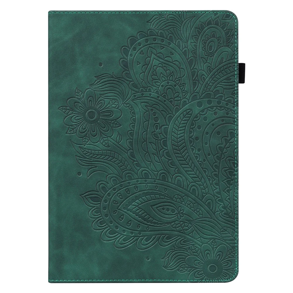 For Lenovo Tab P11 Gen 2 Flower Imprinting Tablet Shell PU Leather Card Holder Drop-proof Stand Case - Green - Image 2