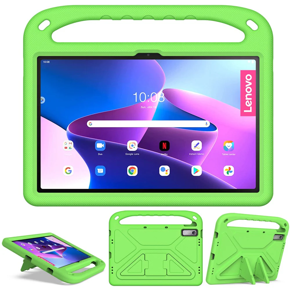 For Lenovo Tab P11 Gen 2 Hand Grip EVA Tablet Case Kickstand Shockproof Tablet Cover - Green - Image 3