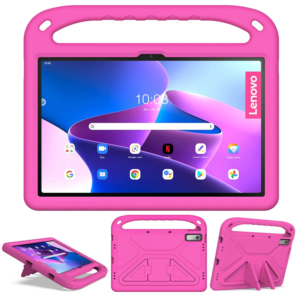 For Lenovo Tab P11 Gen 2 Hand Grip EVA Tablet Case Kickstand Shockproof Tablet Cover - Rose - Image 3