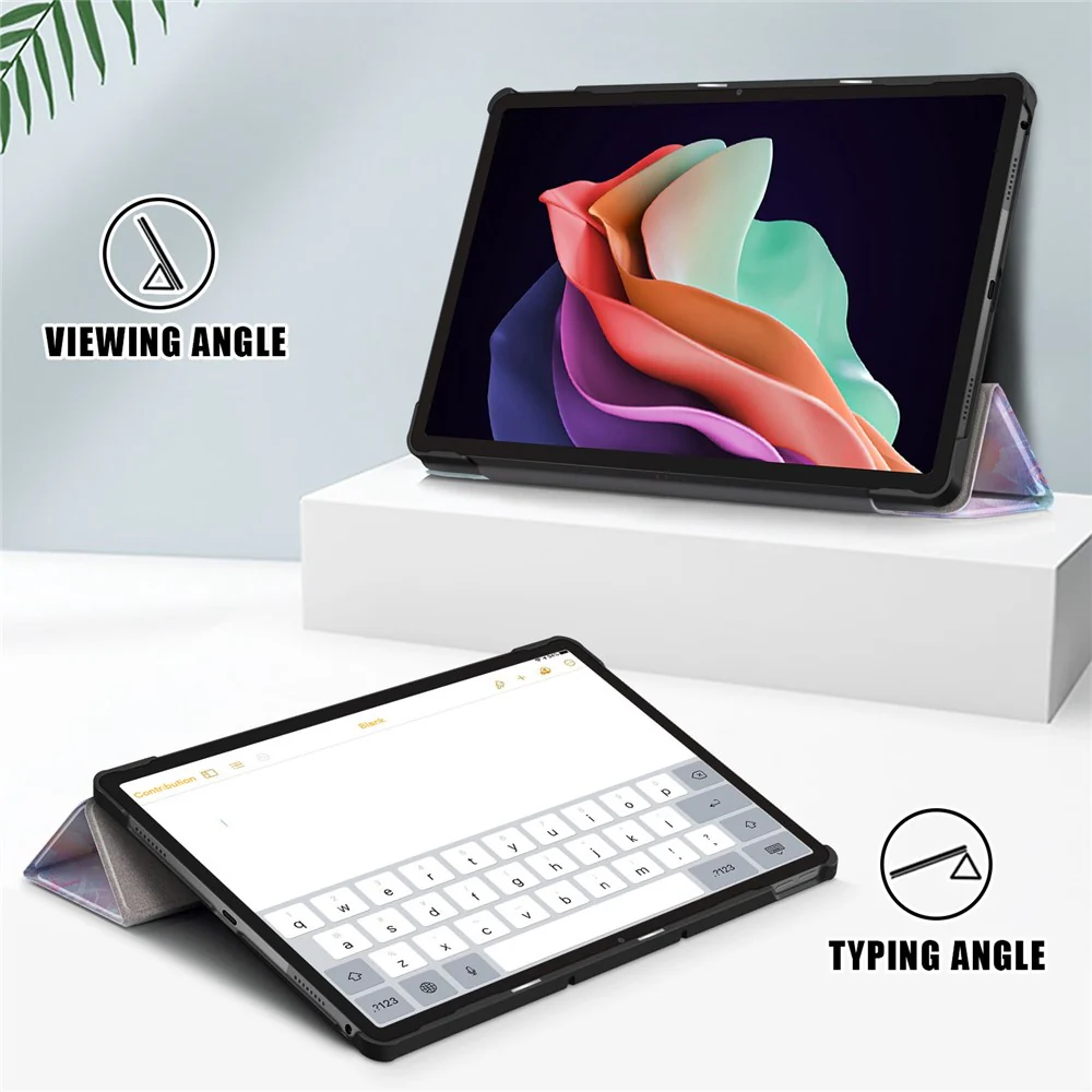 For Lenovo Tab P11 Gen 2 Pattern Printing PU Leather Protective Cover Trifold Stand Smart Tablet Case with Auto Wake / Sleep - Fantasy Deer - Image 3