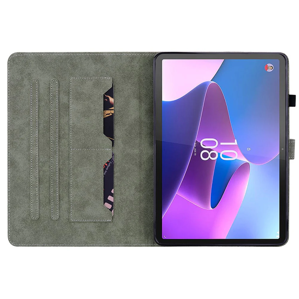 For Lenovo Tab P11 Gen 2 PU Leather Case Cute Tiger Pattern Stand Tablet Protective Sleeve Smart Cover - Grey - Image 2