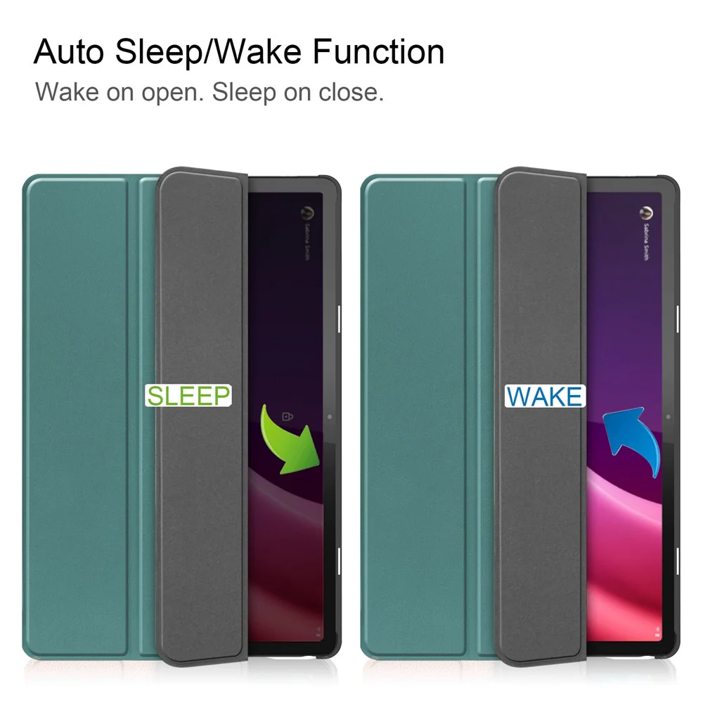 For Lenovo Tab P11 Gen 2 PU Leather Tri-fold Stand Tablet Shockproof Case Auto Wake / Sleep Full Protection Cover - Blackish Green - Image 4