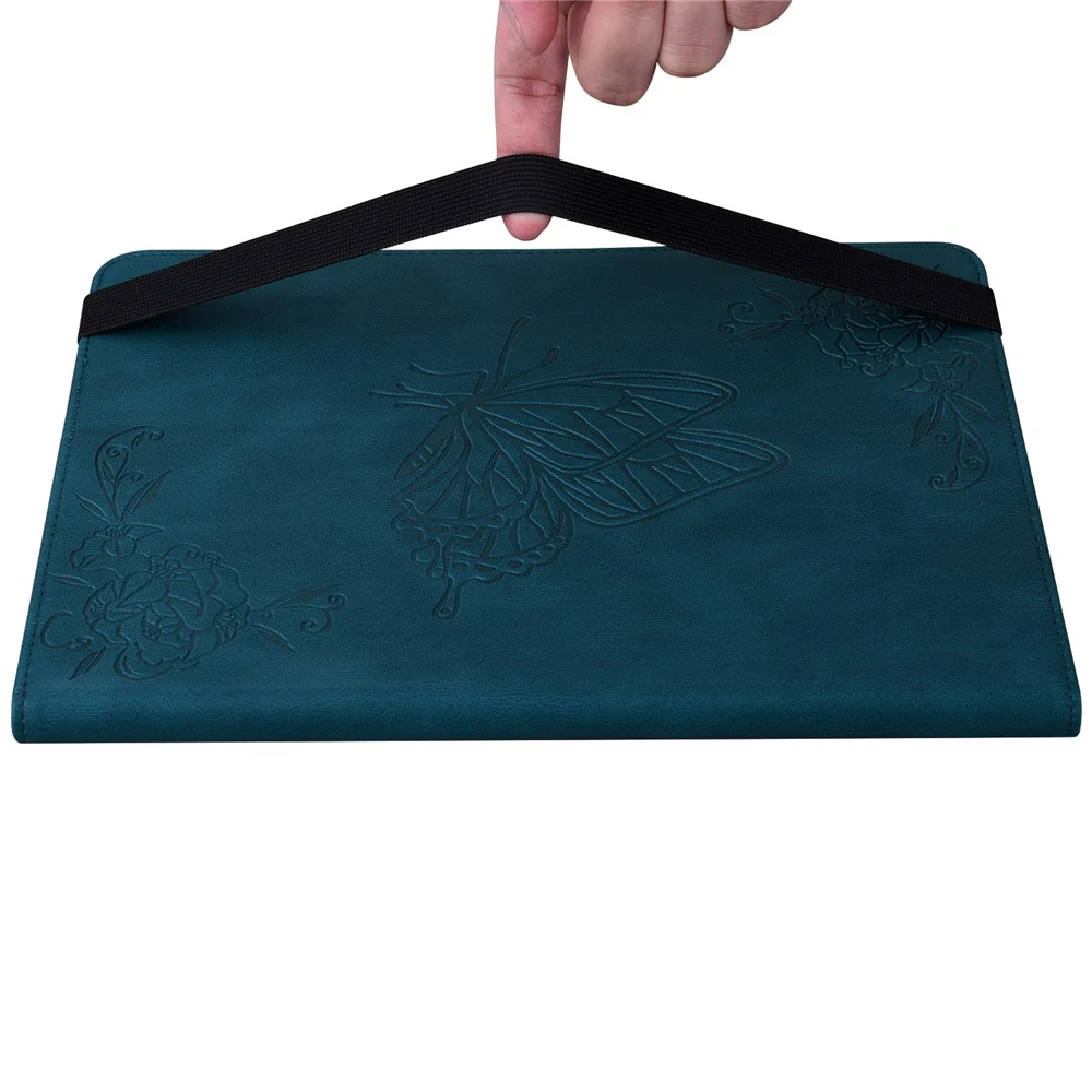 For Lenovo Tab P11 Gen 2 Shockproof Case Butterfly Flower Imprinted Leather Cover with Card Slot - Dark Blue - Image 6