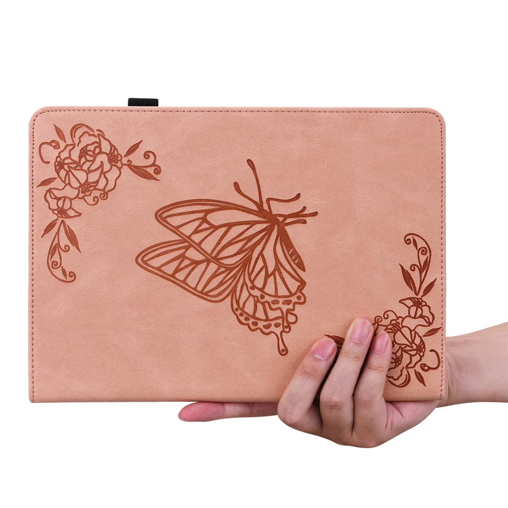 For Lenovo Tab P11 Gen 2 Shockproof Case Butterfly Flower Imprinted Leather Cover with Card Slot - Pink - Image 5